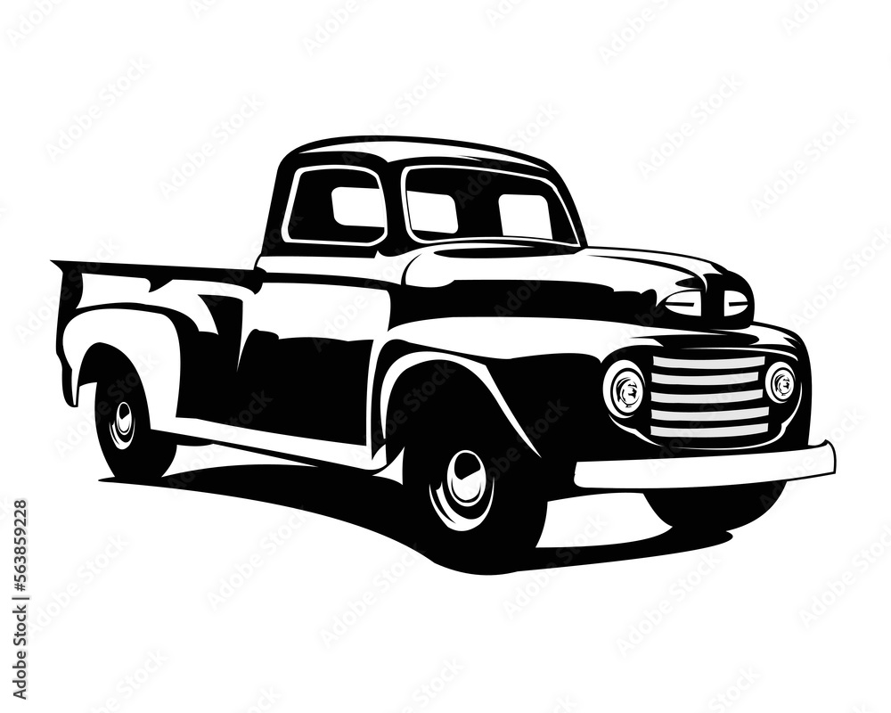 vintage pickup trucks silhouettes. vector perimium truck design. best for emblem concept badge, industrial truck.