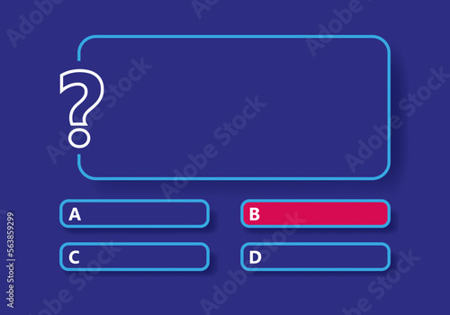 Question and answers vector template for quiz game, exam, tv show, school, examination test. Vector Illustration