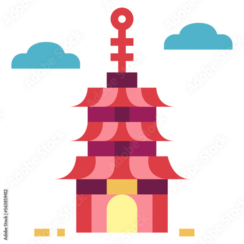pagoda flat icon style