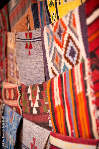 Valokuva Colorful handmade woolen bedouin rugs, Petra, Jordan