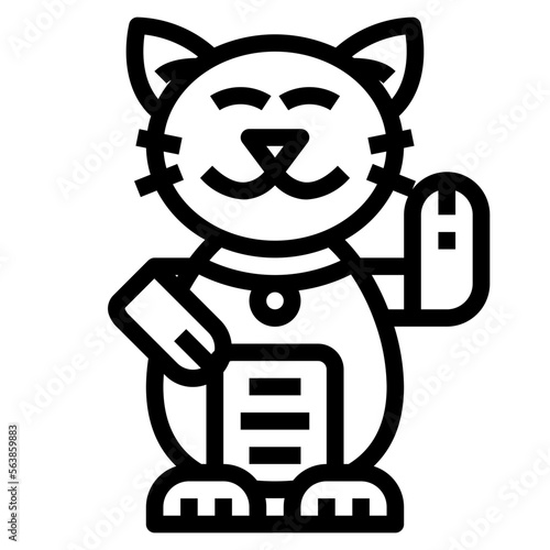 maneki neko line icon style