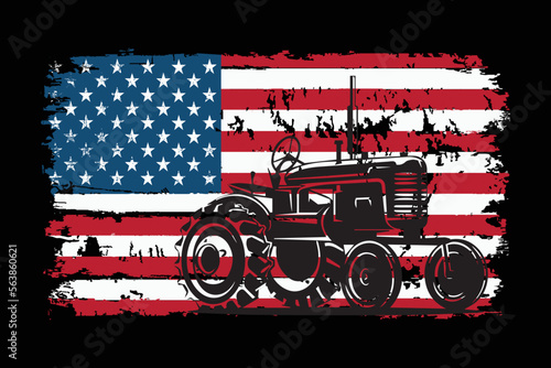 American Flag Patriotic Tractor Design