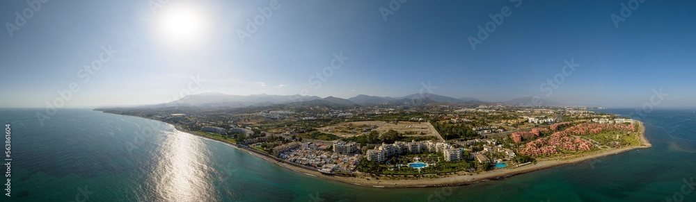 Panorama of the Costa del Sol beach in Guadalmansa, Estepona, Spain