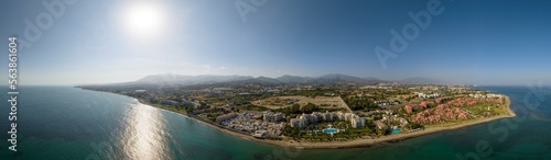 Panorama of the Costa del Sol beach in Guadalmansa, Estepona, Spain