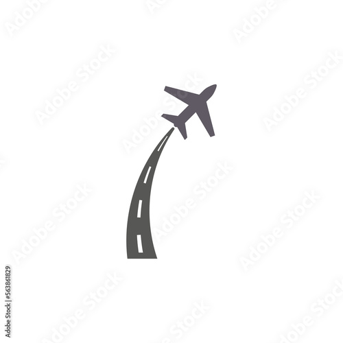 Airplane taking off upwards. Vector logo.