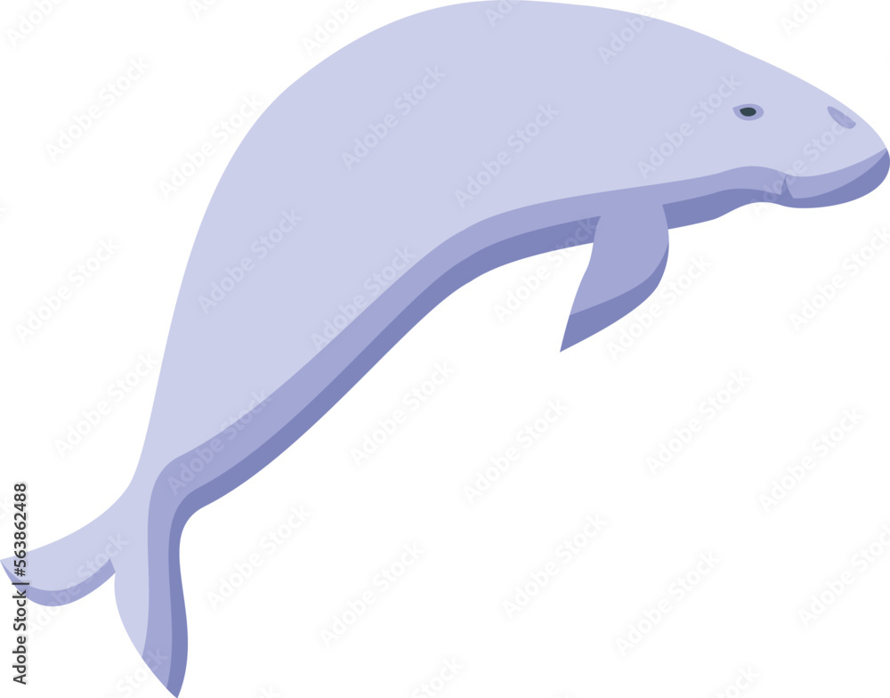 Obraz premium White dugong icon isometric vector. Sea animal. Aquatic mammal