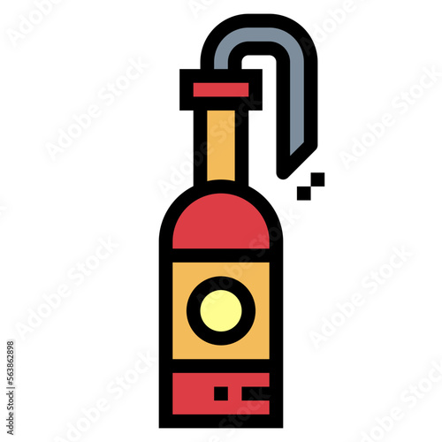 Molotov cocktail filled outline icon style