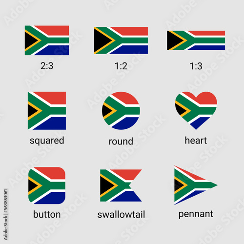 Vector collection of South Africa flags in different shapes and ratio. Republic of South Africa flag high quality set Free Download Vector collection of South Africa flags in different shapes and ratio. Republic of South Africa flag high quality set - GFXLoad