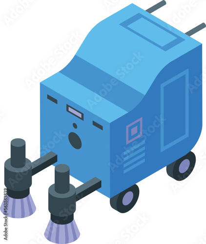 Small sweeper icon isometric vector. Road truck. Side urban