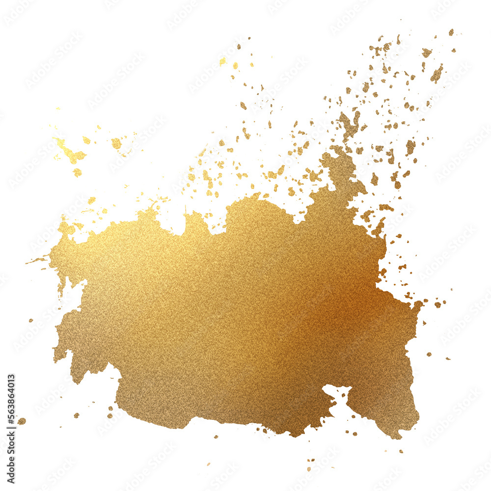 Obraz premium Digital illustration hand drawn abstract paint stain with gold glitter texture isolate on blank space.