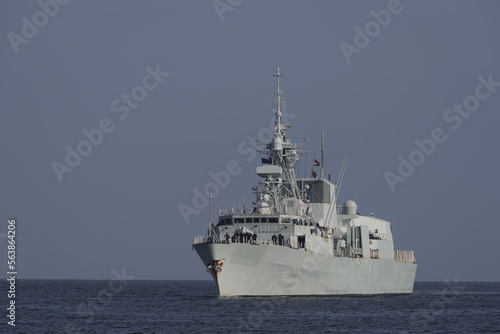 WARSHIP - A Canadian Navy frigate sails to the sea