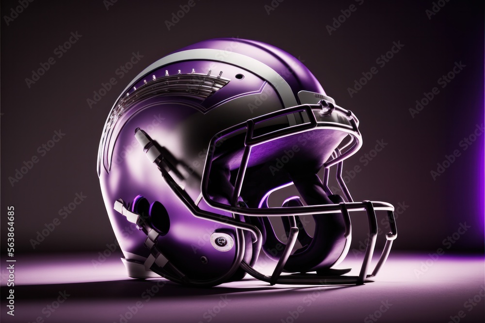 Fototapeta premium High quality Purple Chrome Detailed NFL Helmets set - Generative AI