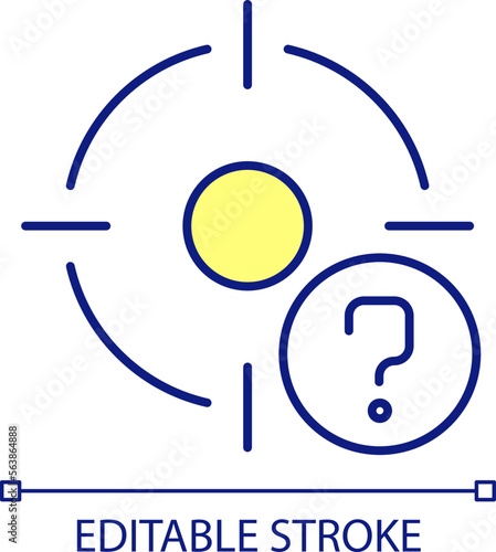 Unpredictability RGB color icon. Uncertainty. Loss of objective and goal. Confusion. Decision making trouble. Isolated vector illustration. Simple filled line drawing. Editable stroke