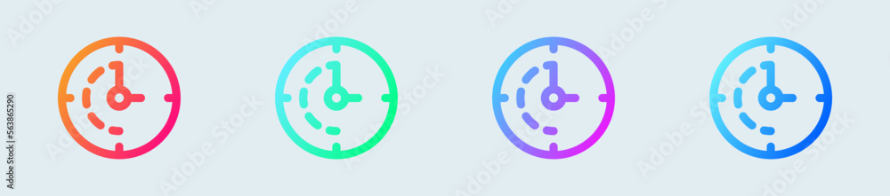 Time line icon in gradient colors. Clock signs vector illustration. Time line icon in gradient colors. Clock signs vector illustration.