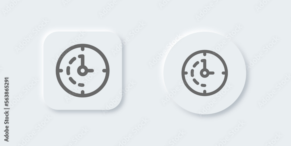 Time line icon in neomorphic design style. Clock signs vector illustration. Time line icon in neomorphic design style. Clock signs vector illustration.