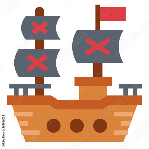 pirate ship flat icon style