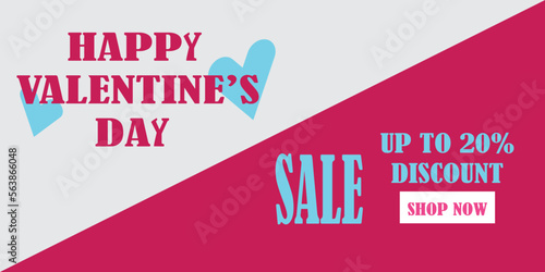 Happy Valentine's Day celebration sale header or banner set with a discount offer. Promotion and shopping template or background for Love and Valentine's day concept.Vector illustration