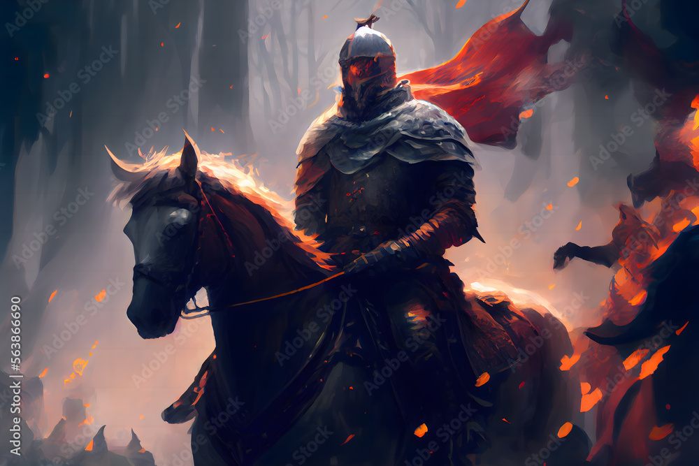 Fantasy medieval battle, knights crossing the desert, there is ice and fire, there is the holy city of Jerusalem in the distance Fantasy medieval battle, knights crossing the desert, there is ice and fire, there is the holy city of Jerusalem in the distance
