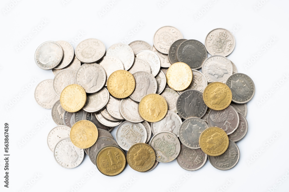 Spanish money from the last century. Old coins of Spain Spanish money from the last century. Old coins of Spain