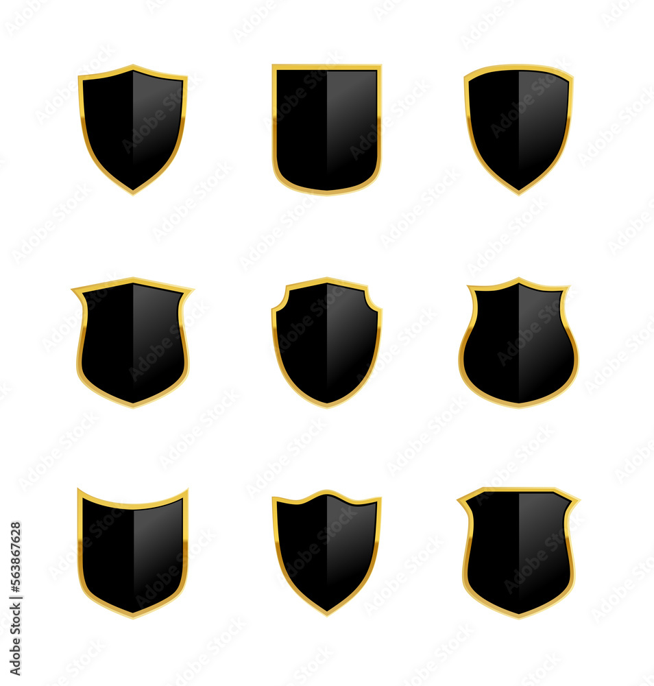Black gold shield logo collection - illustration Black gold shield logo collection - illustration