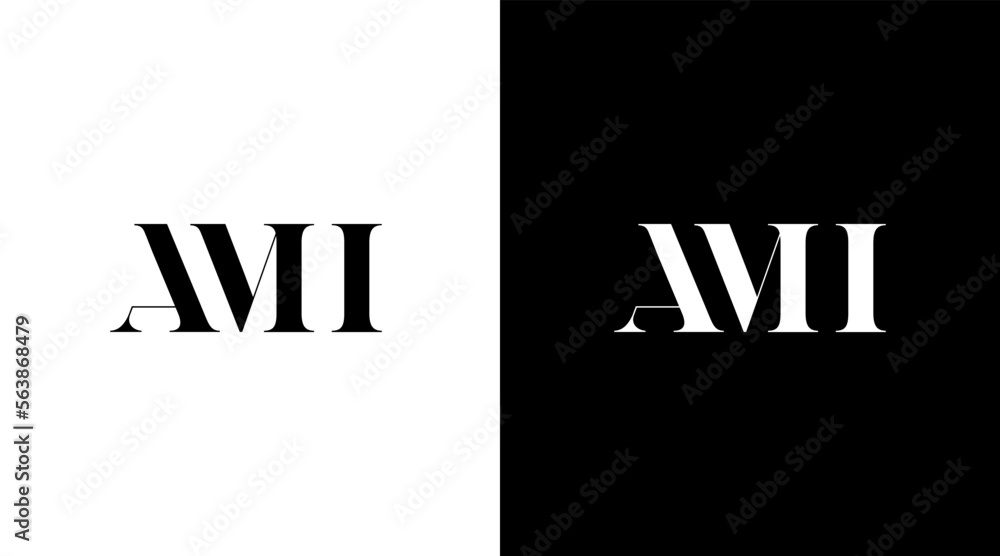 Obraz premium business logo minimalist monogram ami letter initial black and white icon illustration style Designs templates