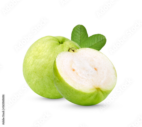 Fresh Guava fruit with leaves isolated on white background