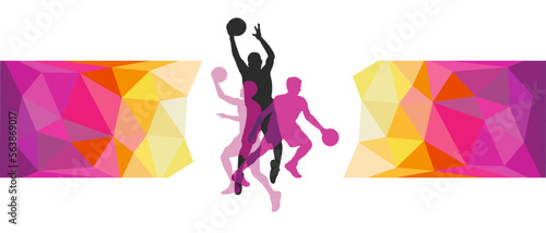 Basketball design sport graphic with basketball player in action and design elements in vector quality.