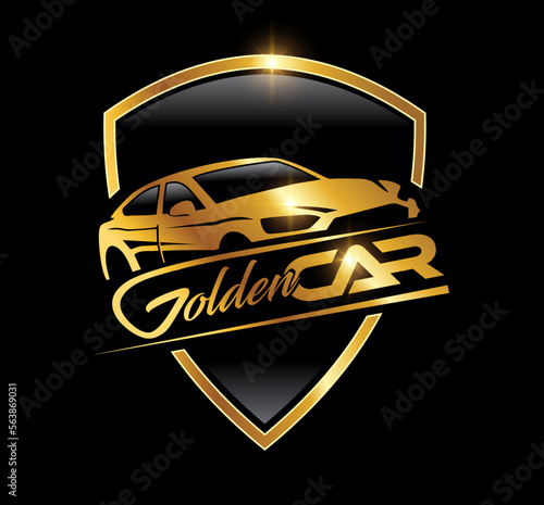 Golden Car Logo vector Icon