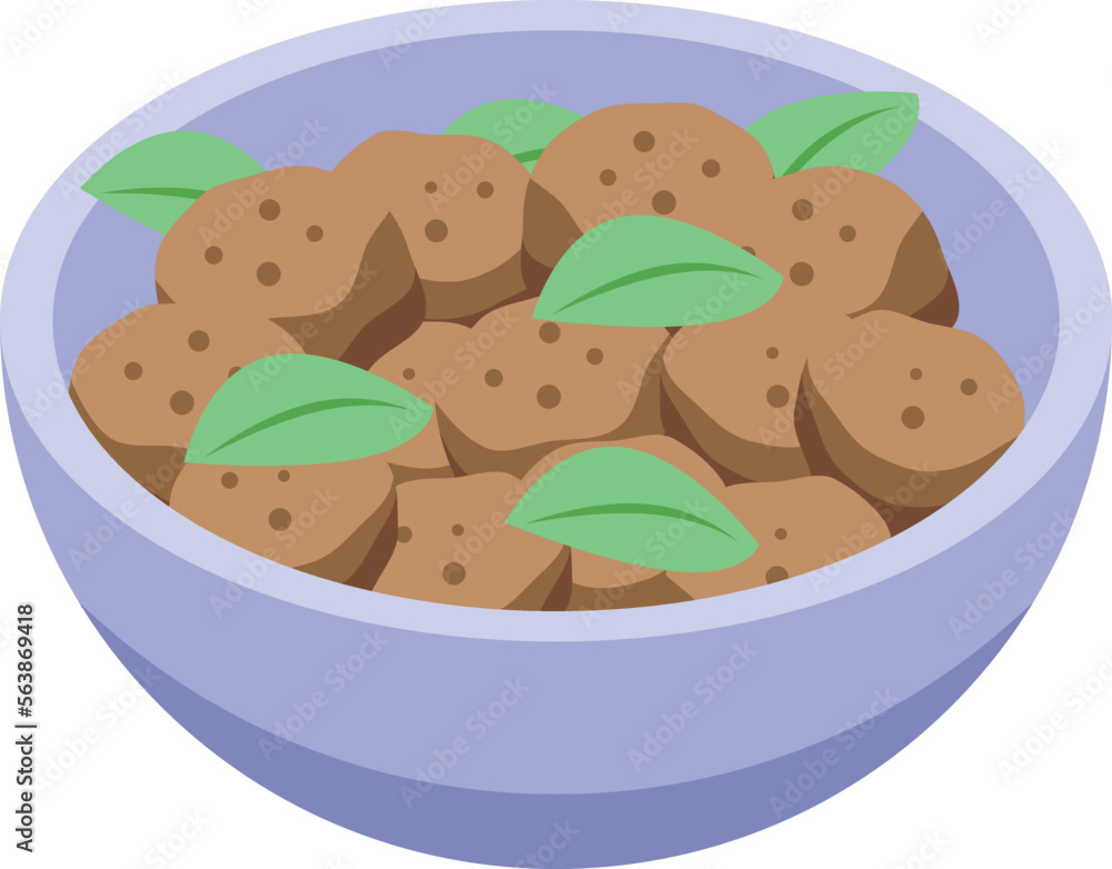 Tempura balls icon isometric vector. Fried shrimp. Seafood dish Tempura balls icon isometric vector. Fried shrimp. Seafood dish