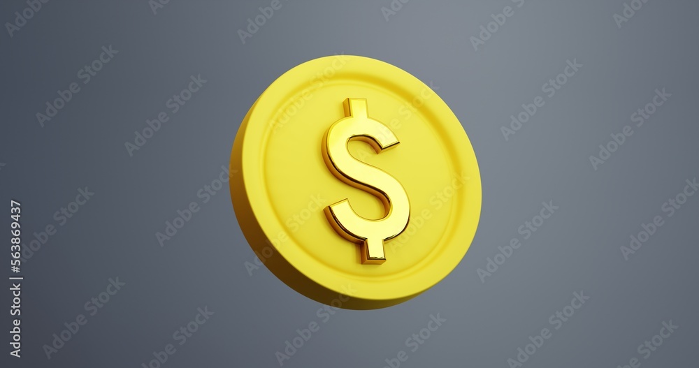 3d rendering of a dollar gold coin 3d rendering of a dollar gold coin