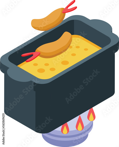 Tempura soup icon isometric vector. Fried shrimp. Seafood meat