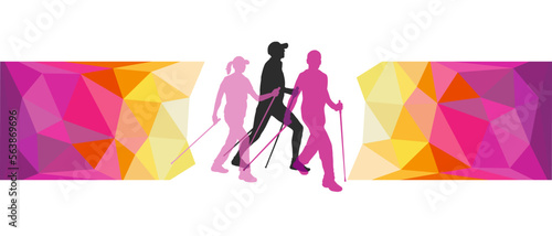 Nordic walking sport graphic for use as a template for flyer or for use in web design.
