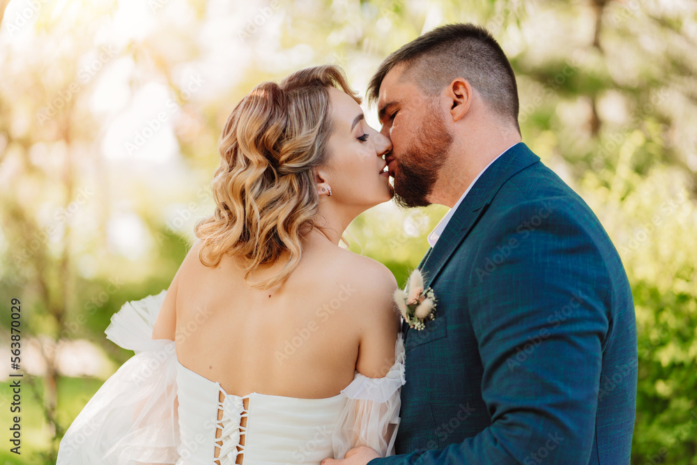 profiles of tender and loving bride and groom. profiles of tender and loving bride and groom.