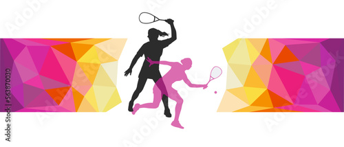 Creative squash sport background illustration for use as a template for flyer or for use in web design.