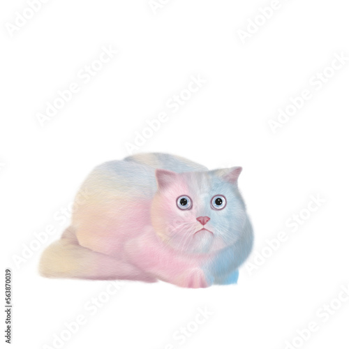 Rainbow cat Scottish fold