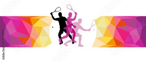 Creative squash sport background illustration for use as a template for flyer or for use in web design.