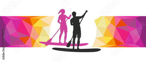 Paddleboard graphic for use as a template for flyer or for use in web design.