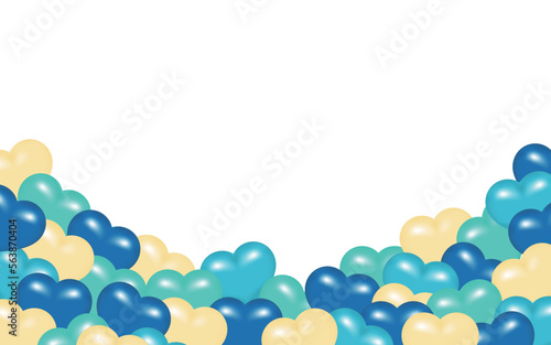 青と水色と白い沢山のハートの背景