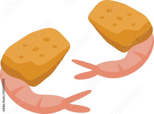 Fried shrimp icon isometric vector. Japanese tempura. Snack cutlet