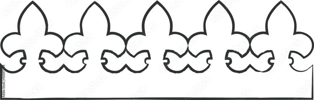 Black brush line silhouette of galette des rois couronne, french epiphany king cake crown vector illustration Black brush line silhouette of galette des rois couronne, french epiphany king cake crown vector illustration