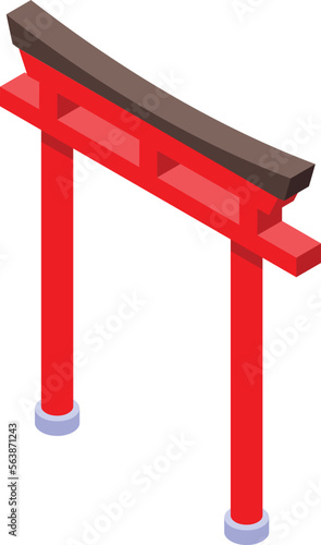 Chinese arch icon isometric vector. Sakura art. China fashion