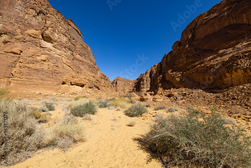 Natural outcrop rock formations near the Al Sahary resort in Al Ula, north west Saudi Arabia