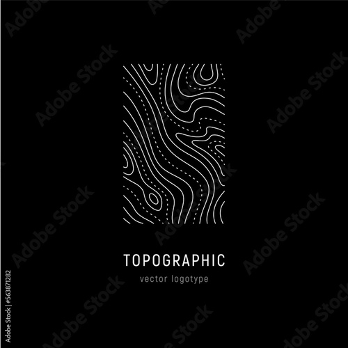 Outdoor logo of topographic line map. Wood rings, vector line pattern of shape countour. Outline pattern for outdoor logo templates. Contours of tree, concepts for geographic logotype.