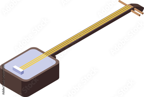 China music instrument icon isometric vector. Art lady. Hand style
