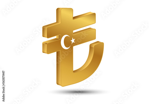 Currency of Turkey. Turkish lira symbol, the official currency of Turkey. 3d render. 