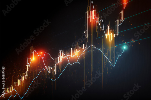 World business graph or chart stock market or forex trading graph in graphic concept suitable for financial investment or Economic trends business,graph candlestick, in neon light. ai generative