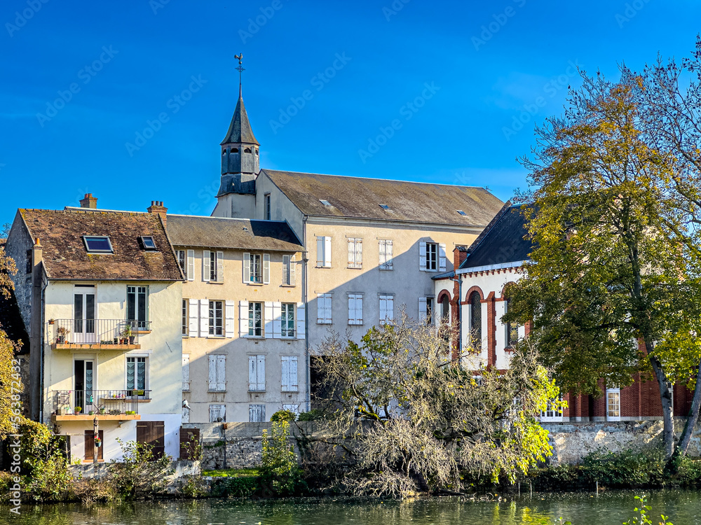 Fototapeta premium Street view of old village Nemours in France