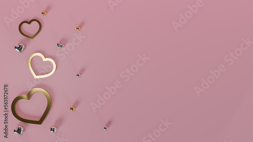 Elegant background with gold hearts. Valentine's day.