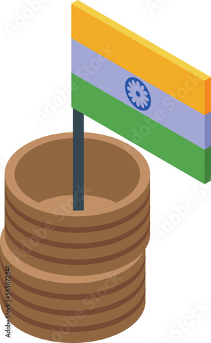 India snake charmer icon isometric vector. Dance basket. Culture people