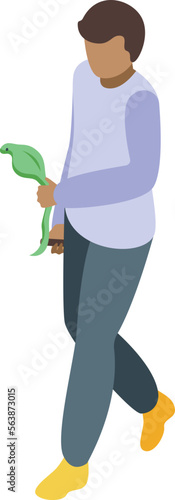 Young snake charmer icon isometric vector. India snake. Dance flute